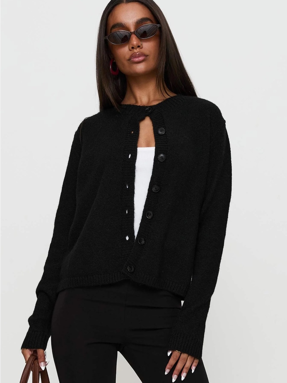 Princess Polly Denmark Cardigan Black, size S/M